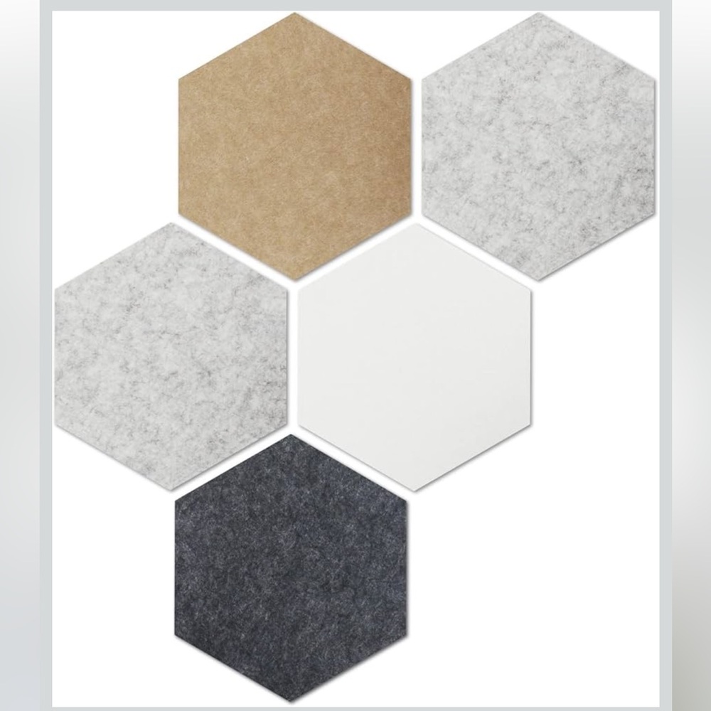 5Pcs Felt Bulletin Board Hexagon Tiles Office